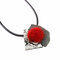 Trendy Brooch Necklace Leather Wool Pendant Necklace - White