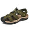 Large Size Men Anti-collision Toe Outdoor Slip Resistant Leather Hiking Sandals - Army