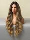 Brown Mixed Color Long Medium Parted High-density Corn Curly Hair Headgear Synthetic Wig For Party Daily - Brown