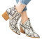 Plus Size Women Pointed Toe Serpentine Chunky Heel Short Boots - Serpentine