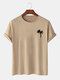 Mens Coconut Tree Print Crew Neck 100% Cotton Short Sleeve T-Shirt - Khaki