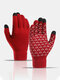 Unisex Knitted Plus Velvet Cold Proof Warmth Touch Screen Full-finger Gloves - Red