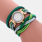 Strass fluorescente vintage multistrato Watch Metallo Colorful Quarzo intrecciato a mano con diamanti Watch - 19