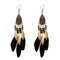 Bohemian Feather Drop Earrings Long-Style Tassels Earrings Retro Women Drop Earrings - Black