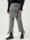 Mens Striped Tie Casual Pants - Gray