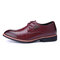 Men Classic Pointed Toe Lace Up Bsiness Formal Dress Shoes - Wine Red