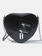 Women Valentine's Day Heart-shape Chain Crossbody Bag Shoulder Bag - Black