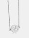 1 Pcs Titanium Steel Zodiac Constellation Round Shape Pendant Necklace - #07