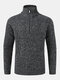 Mens Thick Half Zipper Collar Slim Fit Daily Jumper Warm Knitted Sweater - Dark Gray