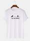 Mens Slogan & Cartoon Dinosaur Print Casual Thin O-Neck T-Shirts - White