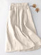 Elastic Waist Dual Pocket Solid Skirt For Women - Apricot