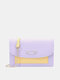 Women Faux Leather Fashion Multifunction Color Matching Chain Crossbody Bag Phone Bag - Purple