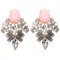 Crystal Geometric Water Drop Stud Earrings  - Pink
