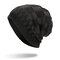 Mens Square Lattice Wool Velvet Knitted Hat Warm Good Elastic Hat Winter Outdoor Casual Beanie - Black