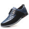 Men Microfiber Leather Splicing Non Slip Metal Decoration Casual Shoes - Blue
