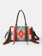 Women Vintage Ethnic Pattern Cotton Linen Crossbody Bag Casual Handbag - Khaki
