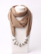 1 Pcs Chiffon Fake Pearl Decor Pendant Sunshade Keep Warm Scarf Necklace - Khaki