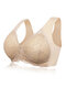 3XL Front Closure Lace Wireless Seamless Full Coverage Bras - Nude
