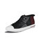 Men Microfiber Leather Color Blocking Non-slip High Top Skate Shoes - White&Wine Red