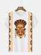 Herren-T-Shirts mit ethnischer Figur und geometrischem Aufdruck, Rundhalsausschnitt, kurzärmelig, Winter - Weiß