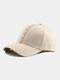 Unisex Cotton Solid Color Letter Pattern Decorative Straps Simple Sunshade Baseball Caps - Khaki