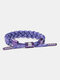 Trendy Simple Cashew Flowers Pattern Hand-woven Abstract Lion Pattern Beaded Alloy Bracelet - Purple