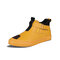 Men Casual Hook Loop Microfiber Leather High Top Sneakers - Yellow
