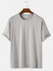 Mens Cotton Solid Color Breathable Loose Daily Round Neck T-Shirts - Grey
