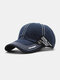 Men Cotton Stitching Letter Embroidery Metal Anchor Label Casual Sun Protection Baseball Caps - Navy