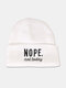 Unisex Acrylic Knitted Contrast Colors Letters Embroidered All-match Warmth Knit Beanie Hat - White
