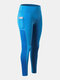 Женское Лоскутное дышащее быстросохнущее обтягивающее спортивное белье с высокой эластичностью Yoga Брюки С боковым карманом - синий
