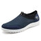Large Size Men Mesh Soft Slip On Walking Shoes Casual Sneakers - Blue