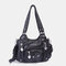Women Multi-Pocket Crossbody Bag Soft Leather Shoulder Bag - Black