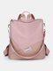 महिलाओं की पु रेट्रो बड़ी क्षमता बैकपैक हैंडबैग आरामदायक बैग भंडारण बैग यात्रा - गुलाबी