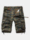 Mens Summer Multi-pocket Cotton Breathable Plaid Knee Length Casual Shorts - Army Green