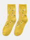 5 Pairs Women Artificial Mink Cartoon Fruit Pattern Plus Velvet Thickened Warmth Socks - Yellow