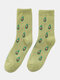 5 Pairs Women Artificial Mink Cartoon Fruit Pattern Plus Velvet Thickened Warmth Socks - Green