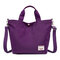 Women Canvas Tote Bag Solid Handbag Large Capacity Leisure Crossbody Bag - Purple