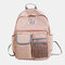Women Solid Backpack Casual Large Capacity Multi-Pocket School Bag - Pink