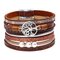 Vintage Tree Life Bracelet Multilayer Leather Bracelet Alloy Bracelet Woven Bracelet - Brown