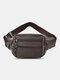 Men Outdoor Genuine Leather Cow Leather Multi-Layers Crossbody Bag Chest Bag Sling Bag - Coffee