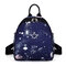 Women Nylon Galaxy Pattern Light Weight Large Capacity Backpack Shoulder Bag - Blue