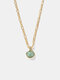 Trendy Simple Oval-shaped Natural Green Aventurine Pendant 18K Gold-plated 925 Sterling Silver Necklace - Gold