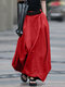 Casual cor sólida solta cintura elástica saia Plus tamanho - Vermelho
