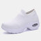Large Size Women Outdoor Breathable Sock Mesh Rocking Shoes - White