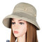 Womens Summer Foldable Sunscreen Cloche Round Bucket Cap Adjustable Fisherman Hats Dual Use - Beige