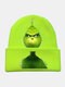 Men & Women Wool Warm Windproof Sunvisor Christmas Green Fur Monster Printing Knitted Hat Beanie - #01