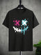 Camisetas de manga corta para hombre Colorful Smile Print Crew Cuello - Negro