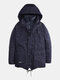 Abrigo de plumón con capucha de dos piezas grueso cálido de invierno de camuflaje para hombre con bolsillos con solapa - azul