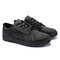 Men Synthetic Leather Pure Color Lace Up Trainers Casual Shoes - Black